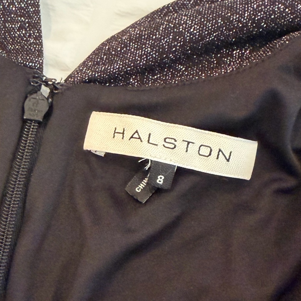 Halston Heritage Metallic Charcoal V-Neck dress